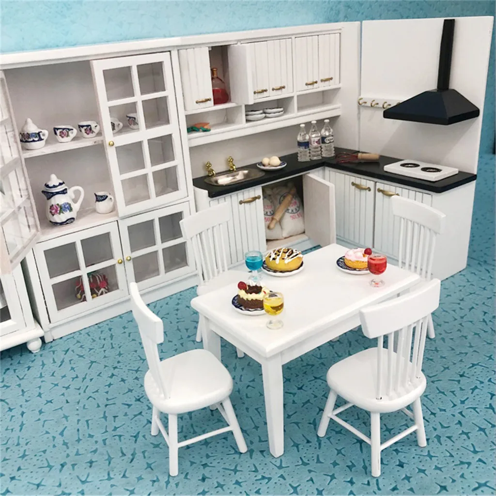 1:12 миниатюрная мебель для кукольного дома кухня обеденный стол стул Шкаф детская игрушка имитация домашняя игрушка для детей 1227
