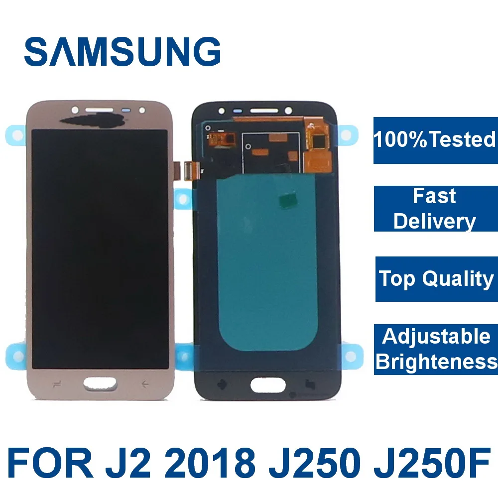 Skup 100% testowane lcd do samsunga Galaxy J2 pro 2018 J250 J250F J250H wyświetlacz montaż digitizera ekranu dotykowego z regulacją jasności