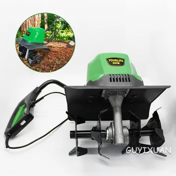 Best 220V/1500W Small Plow Machine Tiller Household Multifunction Mowing Loose Soil Planing Machine Electric Ripper