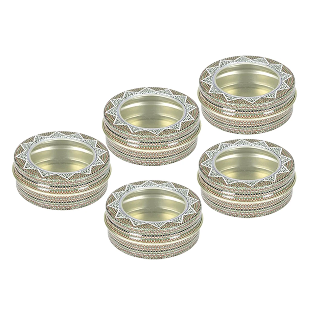 5Pcs Small Aluminum Round Lip Balm Tin Storage Jar Containers with Clear Top Window for Lip Balm Cosmetic Candles Crafts