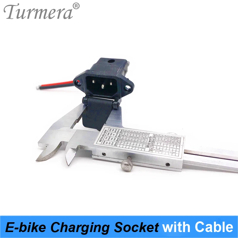 Turmera E-bike Battery Connector Plug Universal Three Vertical Charging Socket with 12AWG Cable for 36V 48V Electric Vehicle 04