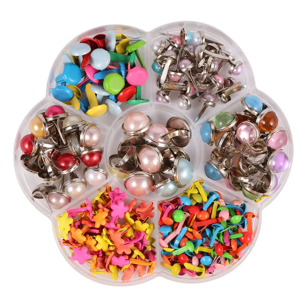 1 Box of 6-12mm Mixed Metal Mini Colorful Brads Mushroom Nails Children Handmade Nail Material DIY Craft (Box 2) | Дом и сад