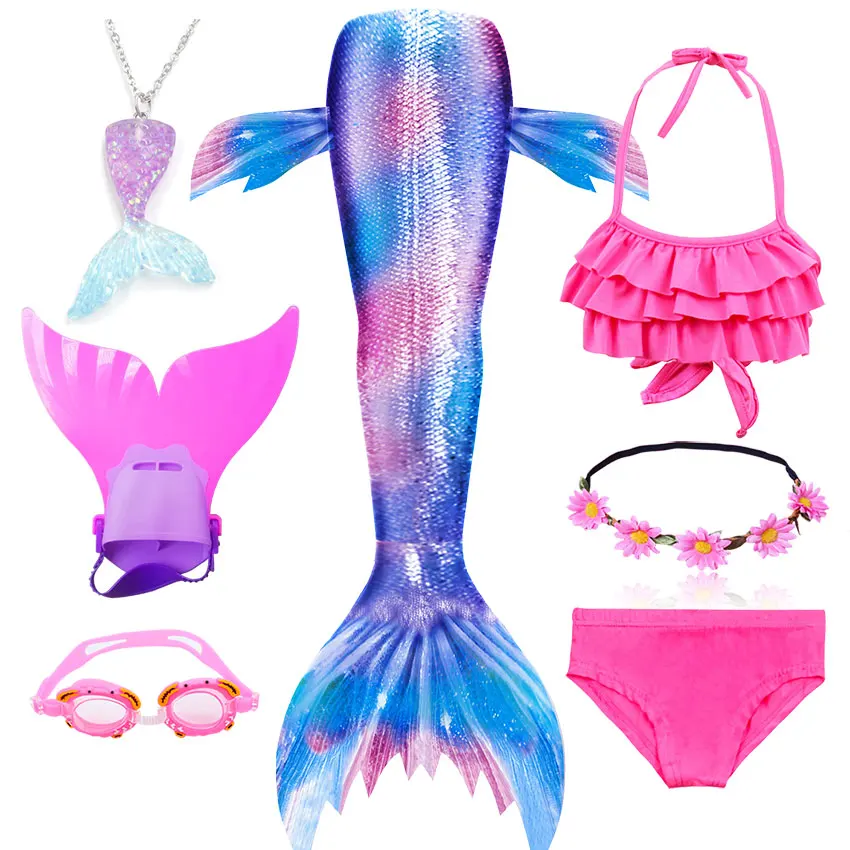 Beautiful Girls Swimming Mermaid Tail Children Little Mermaid Costume Cosplay Swimsuit Bikini Set for Kids can