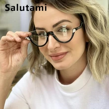 Полуоправа, шикарные прозрачные очки кошачий глаз, оправа для женщин,, фирменный дизайн, винтажные черные леопардовые солнцезащитные очки, женские оттенки