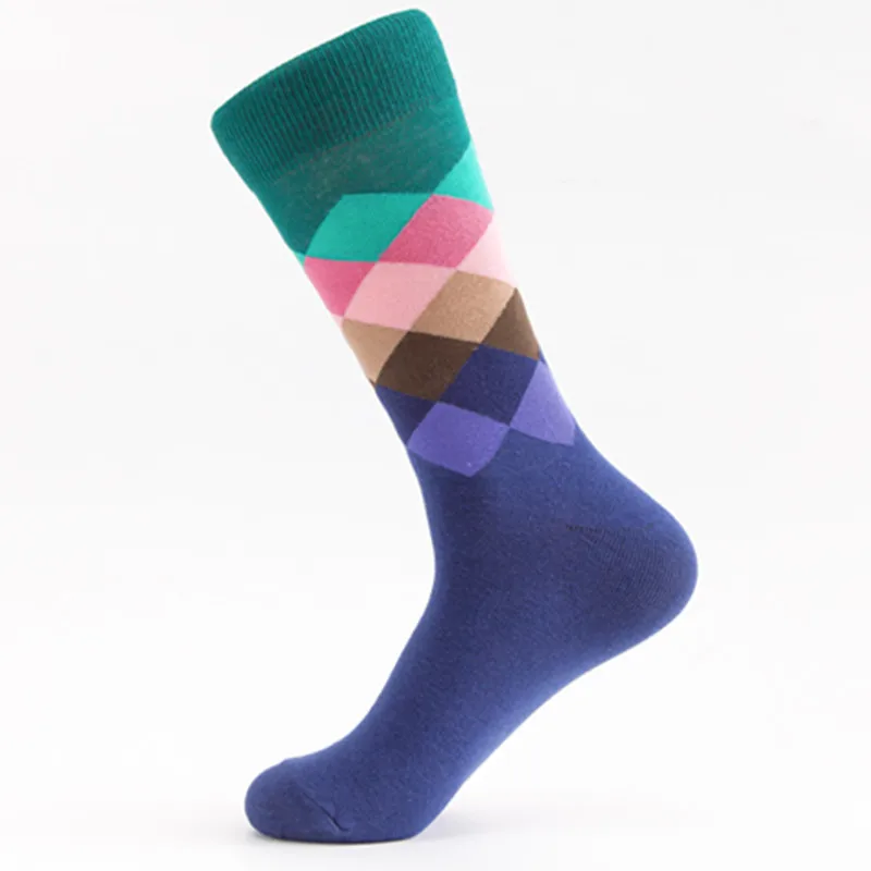 1 пара, мужские брендовые хлопковые носки с градиентными цветами, весенне-Летние Стильные длинные свадебные носки, мужские деловые носки до колена - Цвет: 2