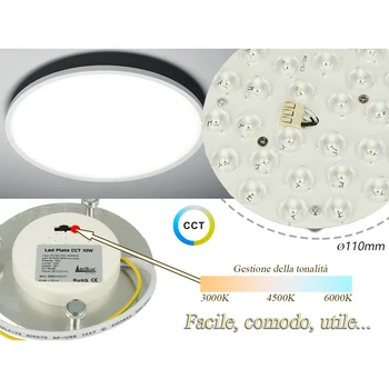 

LEDLUX EB6010CCT Led Plate CCT 10W 220V round diameter 110mm warm white neutral cool 3 In 1 led plate with magnets for M