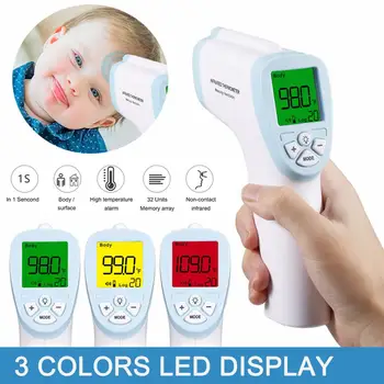 

Digital Forehead Thermometer Non-contact IR Infrared Temperature Measurement with Colors Backlight Digital Display ℃/℉ Accuracy