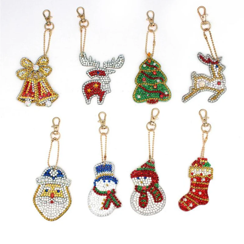 5D DIY full diamond diamond painting keychain ladies bag pendant key ring jewelry key ring special rhinestone Christmas LD503