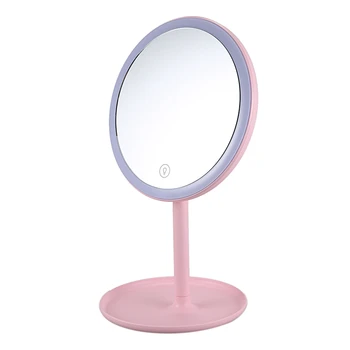 

Press Table Lamp Led Mirror With Light Circular Makeup Mirror Round Shape Rotating Cosmetic Mirror Stand Magnifier Dressing Mi