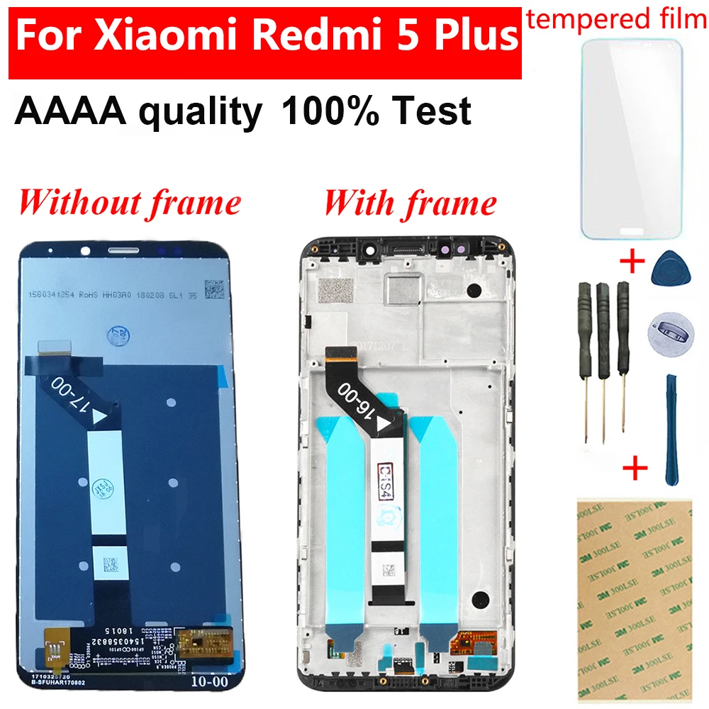 Дешево Для Xiaomi Redmi 5 Plus сенсорный ЖК экран дигитайзер сенсор для Xiaomi Redmi 5 Plus ЖК дисплей в сборе рамка Snapdragon 625