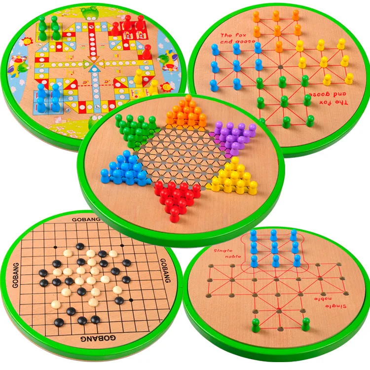 

Children'S Educational Parent And Child Toy Multi-functional Five in One Checkers Aeroplane Chess Desktop Checkerboard Class Gam