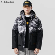 AIRGRACIAS 90%, Мужская зимняя камуфляжная куртка, мужские модные толстые теплые парки, мужские пуховики на белом утином пуху