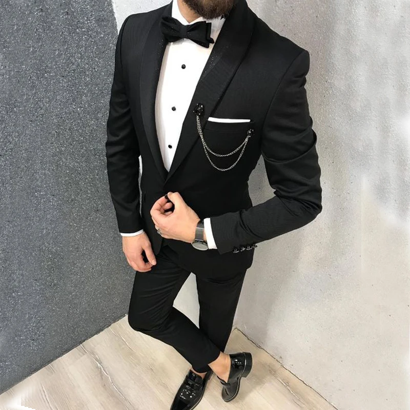 Negro Hombre 2 Piezas Delgado Traje Novio Esmoquin Para Boda Personalizado Traje De Novios 2020 Trajes De Boda Para Hombres Chaqueta Pantalones Trajes Aliexpress