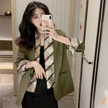 

Long-sleeved Single-breasted Suit Collar, Plain Color And Loose Button, Fall 2019 New Korean Version Of Baitie Short And Slender