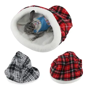 

Christmas Hat Pet Cat Dog Sleeping Bag Lambskin Warm Bed Cat Play Tunnel Cat Dog Rabbit Warm Sleeping Bag