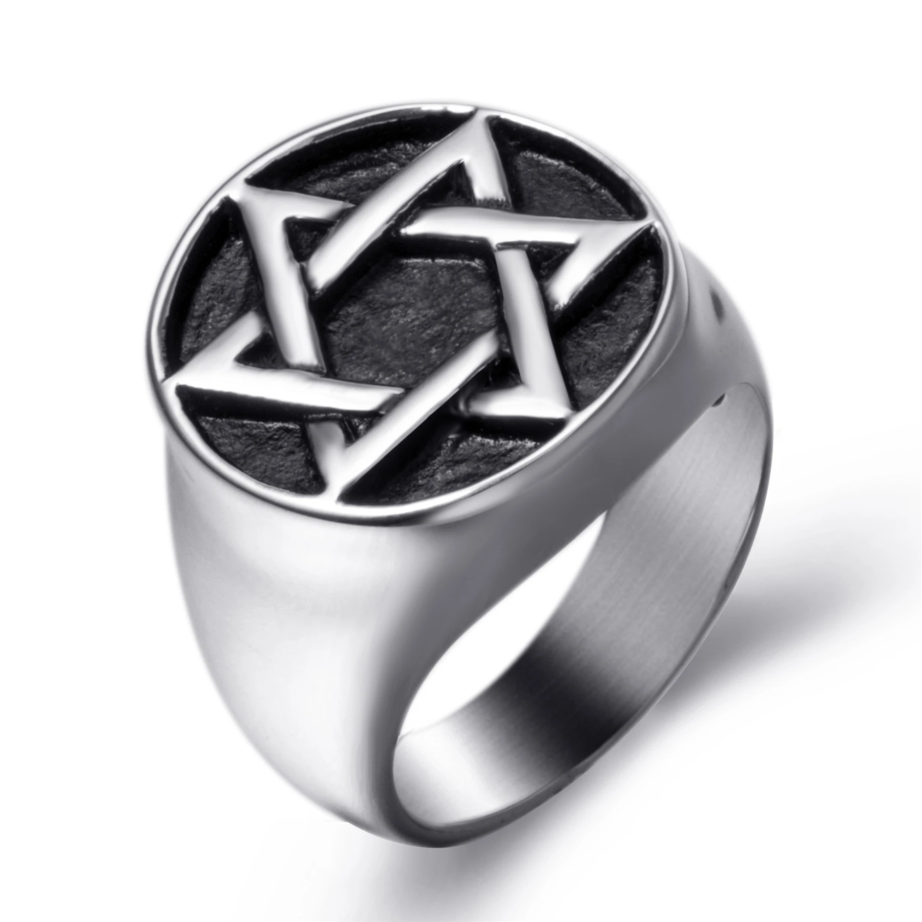 Мужская Волшебная гексаграмма Звезда Давида серебряный черный кольцо из нержавеющей стали 316L подарки Ювелирные изделия размер США 8-13