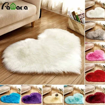 

New 16 Colors Heart Shape Superfine Fiber Carpet Mat Soft Comfortable Warm Non-Slip Plush Rugs Home Decoration Rug Ins Popular