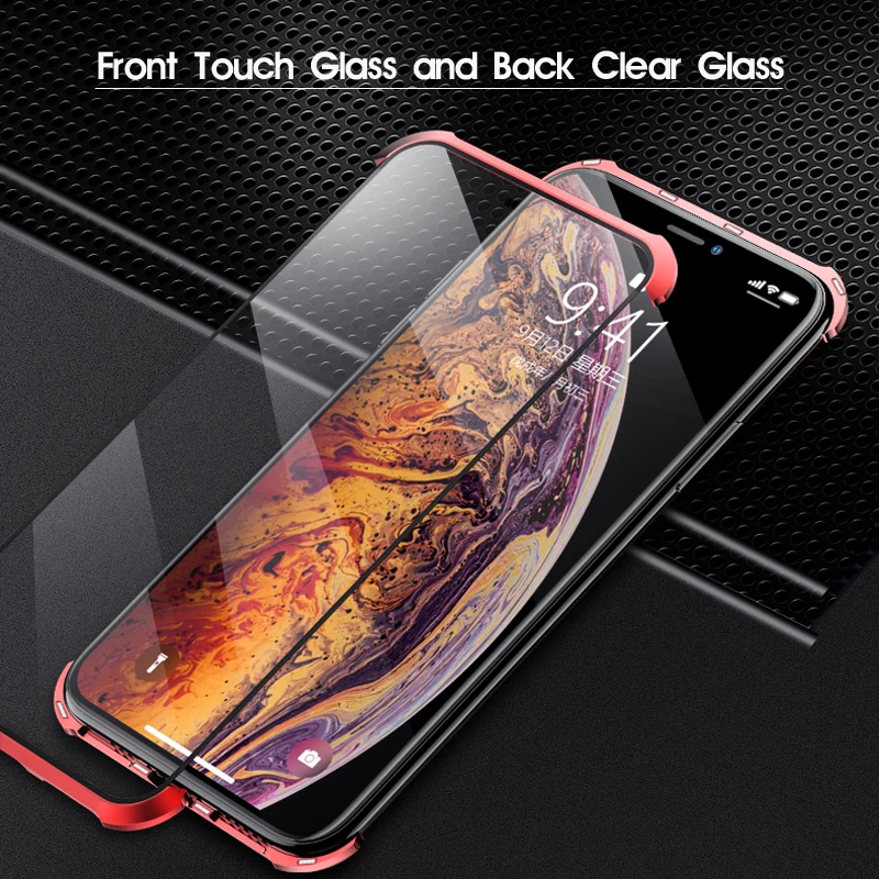 Роскошный Магнитный чехол для iPhone X XS Max XR 7 8 10 Plus s Передняя Задняя двухсторонняя закаленная стеклянная крышка iPhoneX чехол iPhone7 чехлы