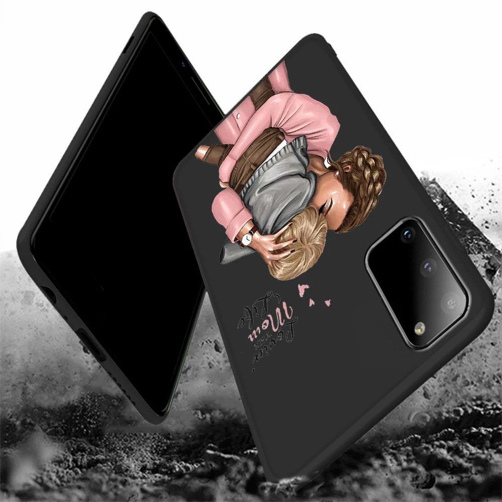 Super Mom Case for Samsung Galaxy S21 A51 S20 A50 A71 A70 A12 A21S S10 S9 S8 A52 A72 S10e Note 20 10 Plus Ultra Lite Black TPU