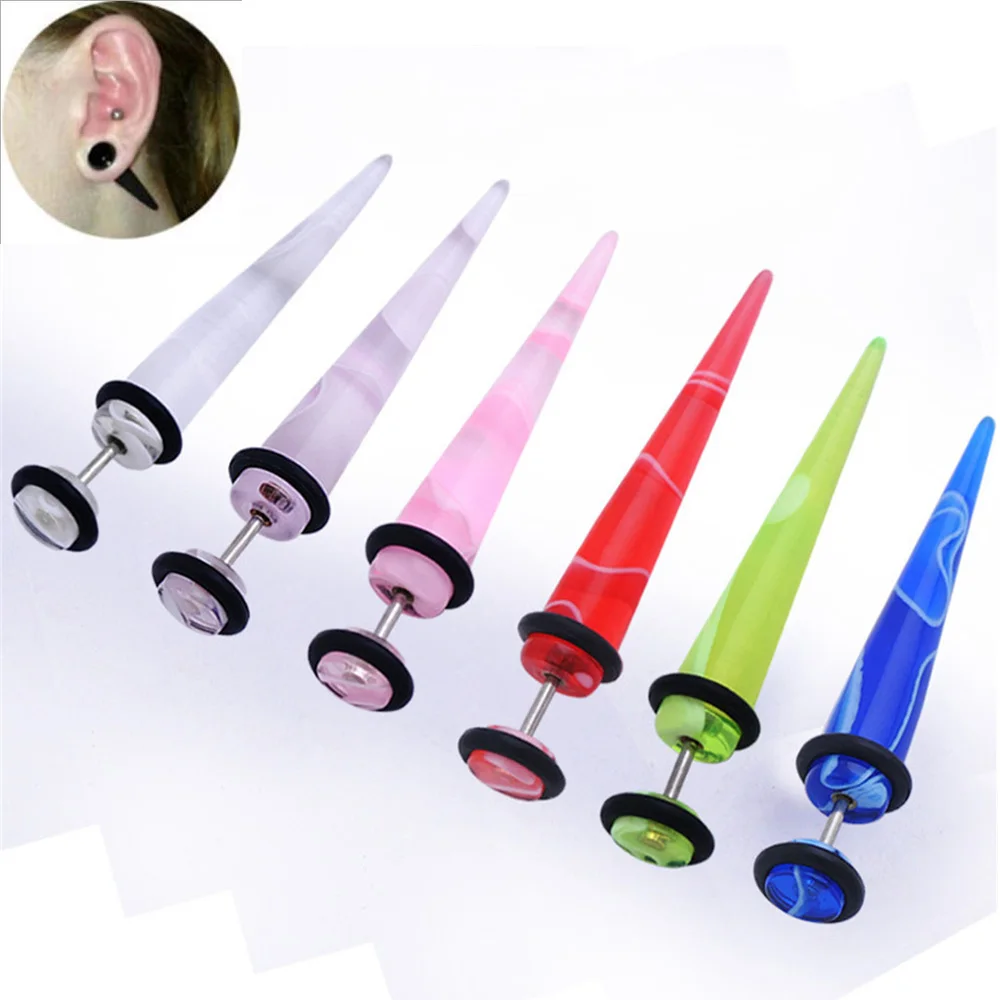 

2pcs UV Acrylic Illusion Ear Fake Cheater Stretcher Taper Spike Cheater Plug Tunnel Expander Earrings Gauges Body Jewelry