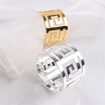 

Napkin Rings Concise Hollow Out Serviette Rings Metal Napkin Holder West Dinner Towel Holder Party Decoration Table Decoration