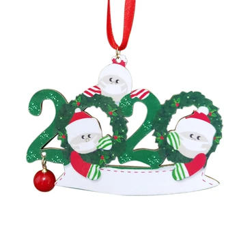 

Gift Birthday Party Wooden Survived Family Social Distance Christmas Hanging Ornaments Tree Pendant Handwriting DIY Name Holiday