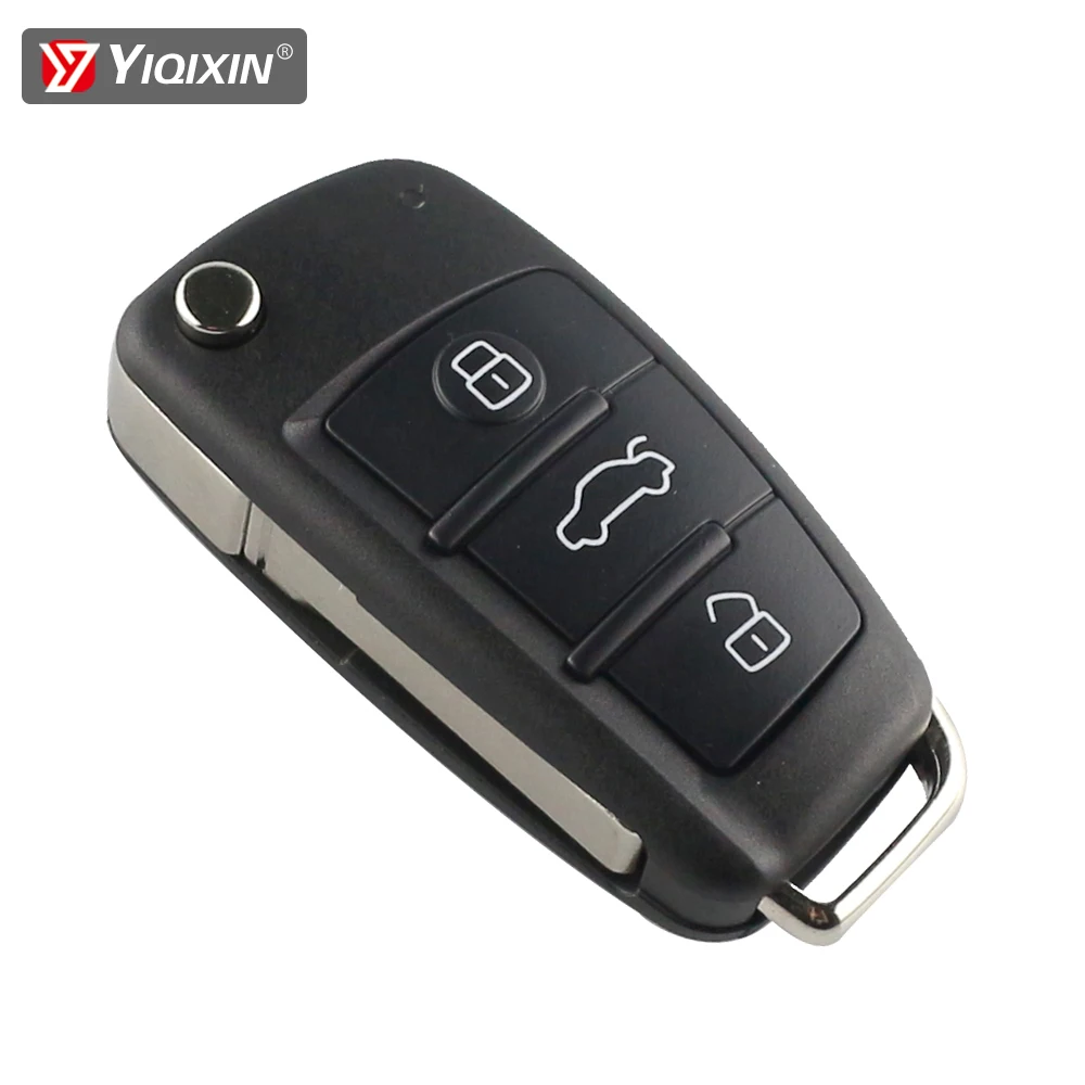 Car Remote Key YIQIXI 3 Button Flip Foldable Remote Car Key For Audi A6 A3 A4 A6L Q7 Q3 A8 TT Uncut Blade Key Package Replacement Case