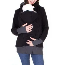 Женское пальто для беременных, полосатая Детская сумка-кенгуру с капюшоном, на молнии, с длинным рукавом, пальто для беременных, ropa embarazada invierno