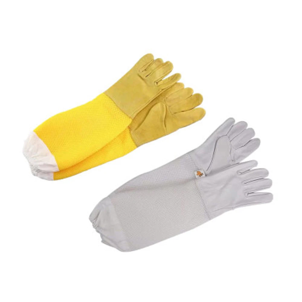

Beekeeping Protective Gloves Mesh Ventilated Long Sleeves Sheepskin And Cloth Apiculture Protection Breathable Bee Gloves