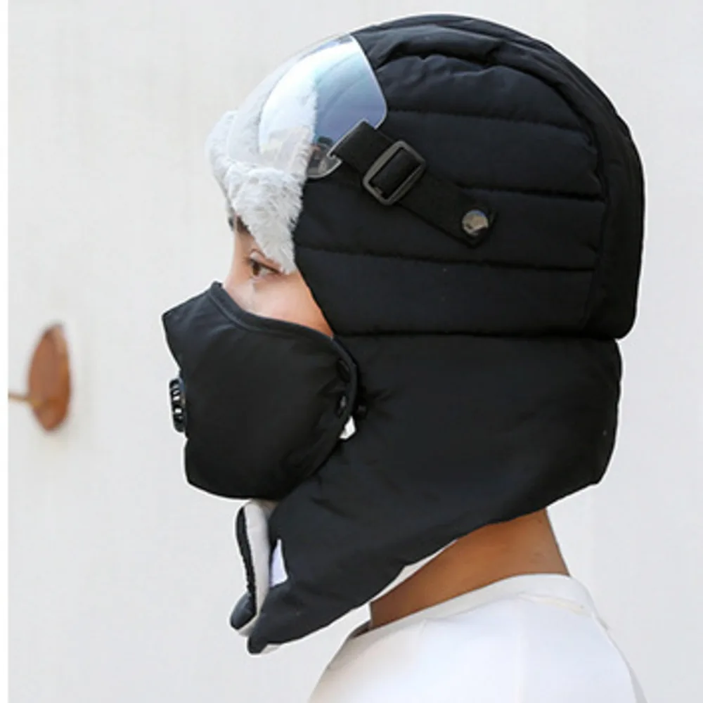 Vintage Aviator Hat and Goggles Costume Accessories Ear Flaps Warm Waterproof Trapper Hat for Men Women