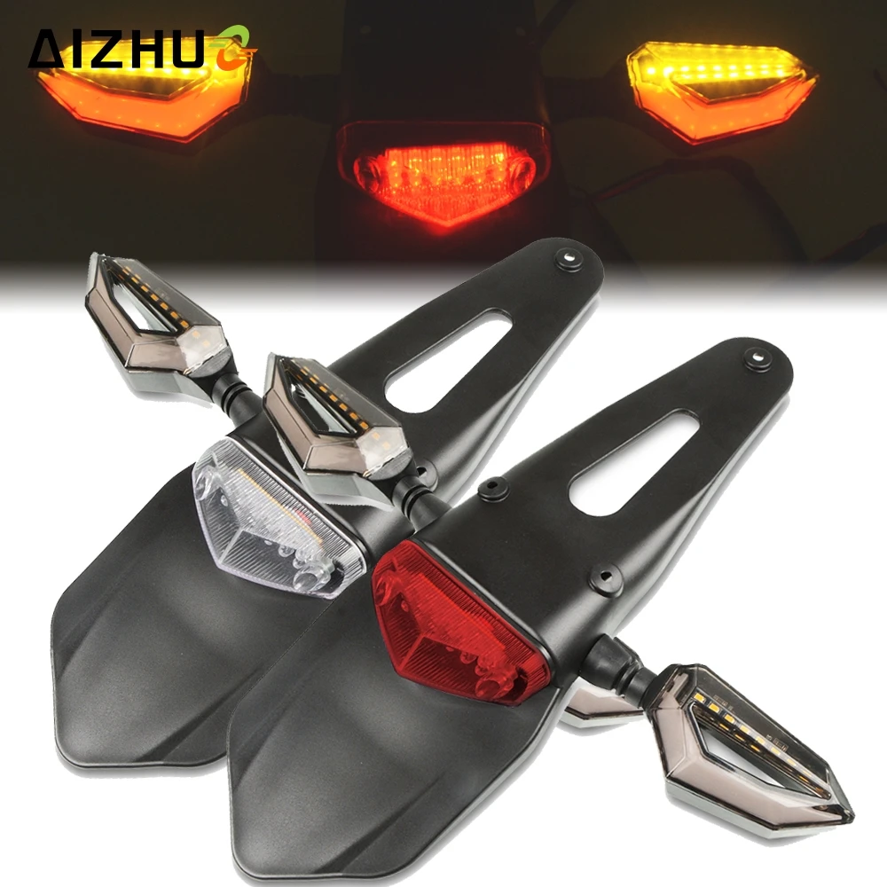 

Motorcycle Dirt Bike For KAWASAKI KX KLX KDX VERSYS-X 250 300 KFX450R License Plate Warning Brake Turn Signal Light