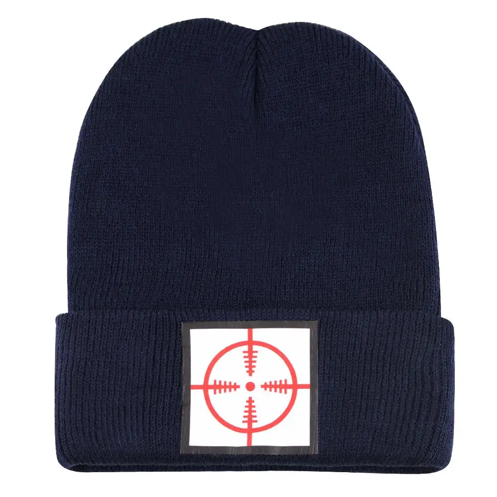 Dark Blue Knit Hat Front Sight Logo Beanie Hats Skullcap Winter Warm Cap Good Elastic Excellent Sweat Absorbency Bonnets Casual |