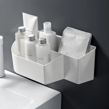 

Wall-Mounted Makeup Organizer Face Mask Organizer Bathroom Shelf Container Shower Caddy No Drilling Shower Storage Basket Rack