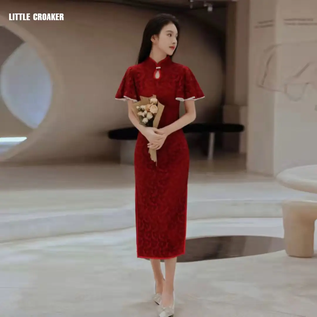 Chinese Dress Women Vintage Lace Qipao 