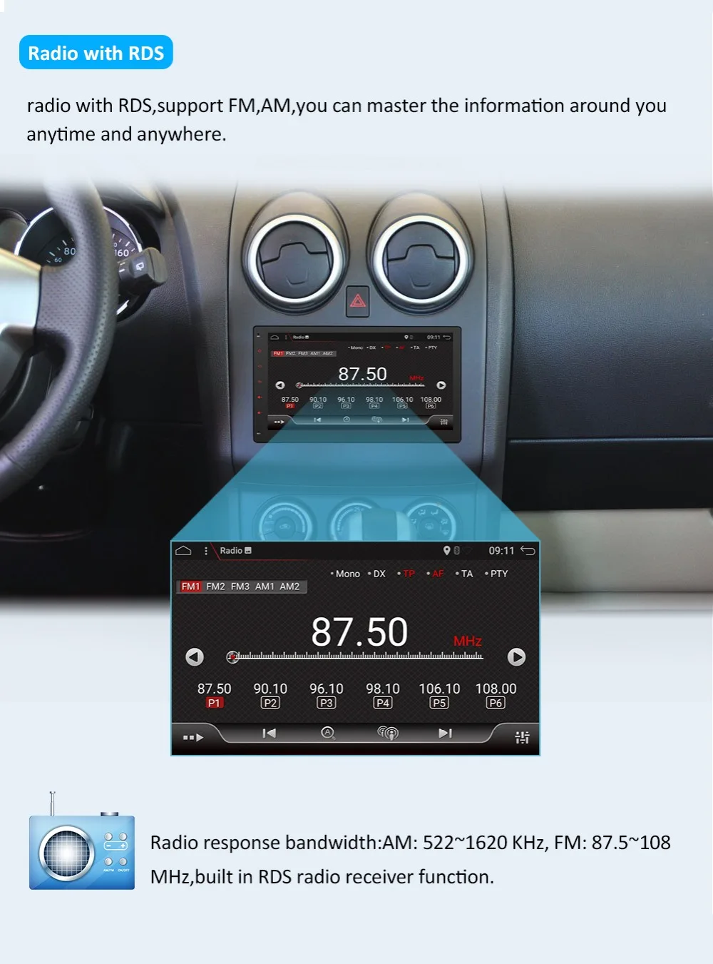 Top Bosion Car Multimedia Player 10.1" 2 din for Android 9.0 Navigation Audio bluetooth WIFI GPS Radio Video Car Stereo free camera 8
