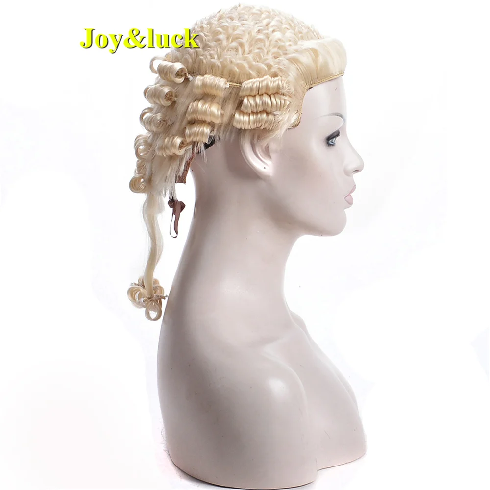 Lawyer Judge Cosplay Wigs Short Blonde Curly Wigs Synthetic Fiber