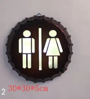 round toilet Винтажный ресторанный бар светодиодный настенная лампа для кафе декор Освещение железное искусство Route Cola мороженое дистанционное управление Ночная световая доска знак - Цвет абажура: round toilet
