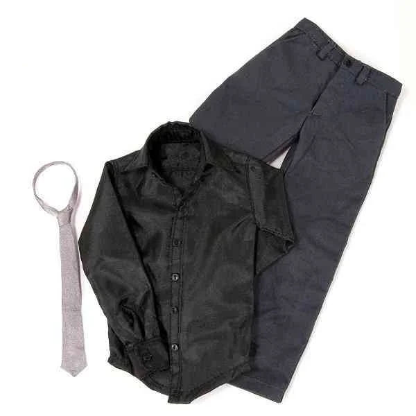 

1/6 Scale Collectible Figurine Clothes Accessories Male Figure Doll Black Shirt + Trousers + Tie Set , Doll Not Included