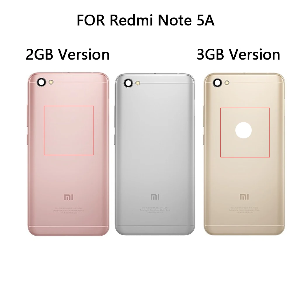 Крышка батарейного отсека качества AAA для Xiaomi Redmi Note 5A задняя крышка + стеклянный