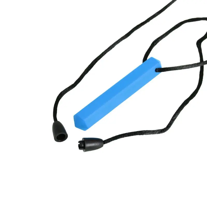 Blue Sensory Crayon Teether ожерелье-лучшие инструменты для аутизма и прорезывания зубов дети силиконовые жевательные игрушки для жевания кулон для мальчиков и девочек - Цвет: Blue