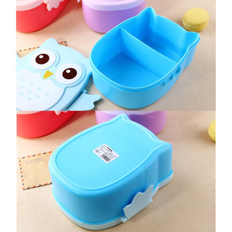 Ланч-бокс Bento box пластиковый студенческий микроволновый кухонный инструмент детская коробка для завтрака Сова Ланч-бокс корейский мультяшный сетчатый Ланч-бокс