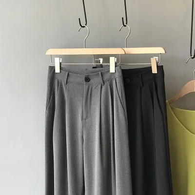 2019 Осенние новые свободные брюки с завышенной талией женские винтажные шикарные