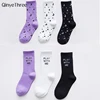 Women Cotton Skateboard Street Hip Hop Socks Unisex Harajuku Calcetines Tube Sokken Stars Moon Funny Printing 