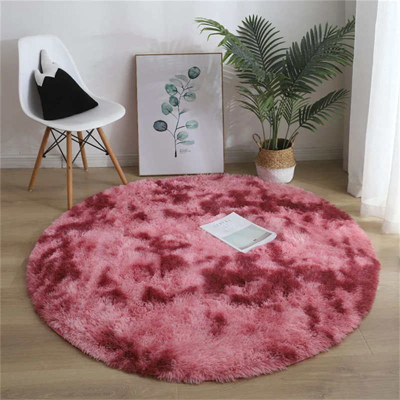 Rainbow Fluffy Round Rug Carpets Living Room Decor Faux Fur Rugs Kids Room Long Plush Rugs For Bedroom Shaggy Rug Modern Mats kids carpet plush carpet decorative carpet plush rug shaggy rug pad