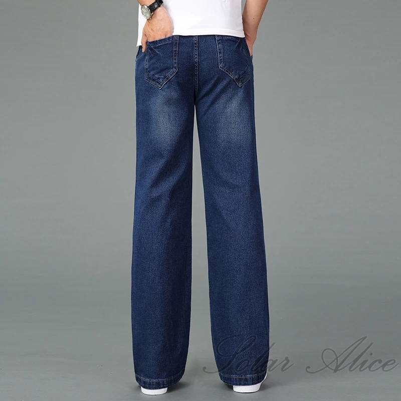 Men Jeans Business Jeans Jeans Trousers Denim Trousers Men Winter Warm Fleece Wide Leg Business Casual Flare Mid Waist Velvet Trousers