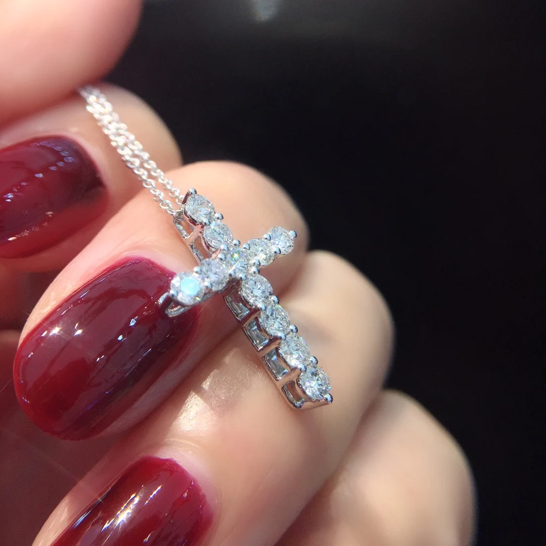 Pirmiana New 18k White Gold Diamond Cross Fashion Jewelry Suitable for Daily Wear