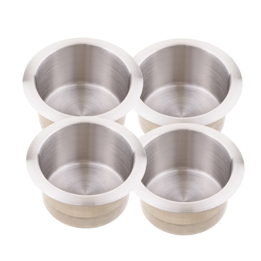 4pcs Stainless Steel Cup Drink Holder Mount for Marine Yacht Truck RV 85x55mm