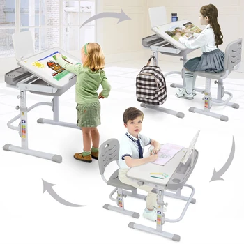 

Newly 70CM Lifting Table Tiltable Children Learning Table And Chair With Reading Stand Without Table Lamp BN99