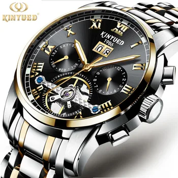 

Watches Men Luxury Top Brand Automatic Mechanical Watch Men Business Stainless Steel Waterproof Relogio Masculino KINYUED 2019