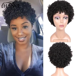 HANNE Short Afro Curly Wig Human Hair Wigs For Black Women Remy Brazilian Spiral Curl Hair Afro Kinky Curly Human Full Wigs